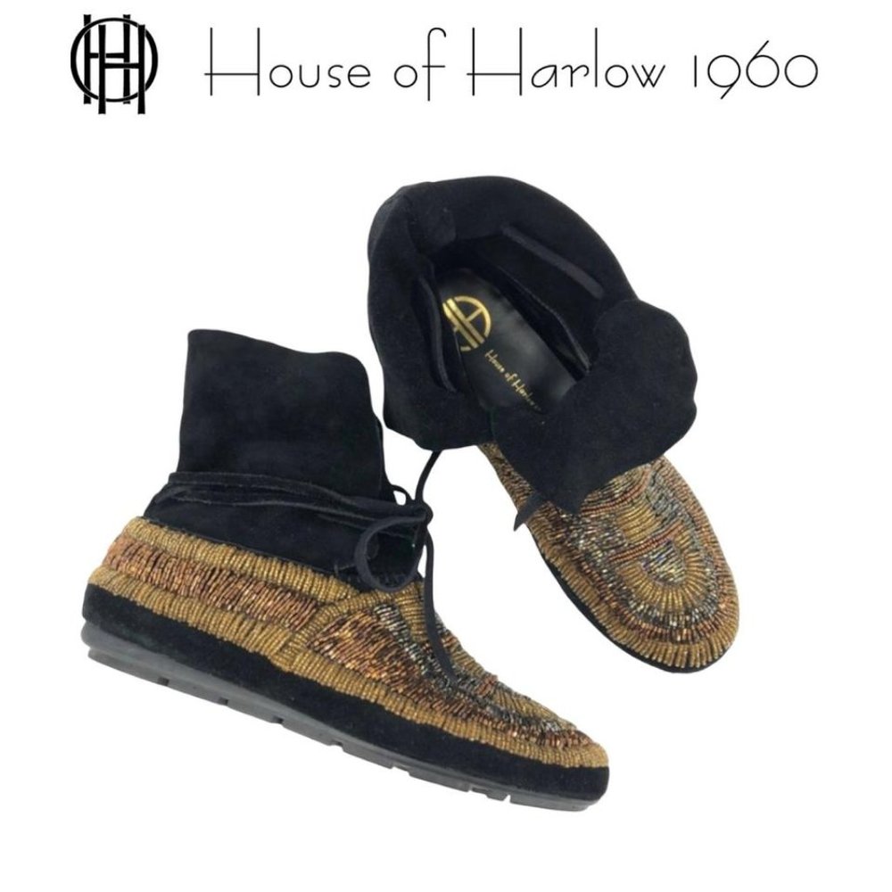 House of Harlow 1960 | Black Suede & Beaded Bootie | EU35.5 / US5.5